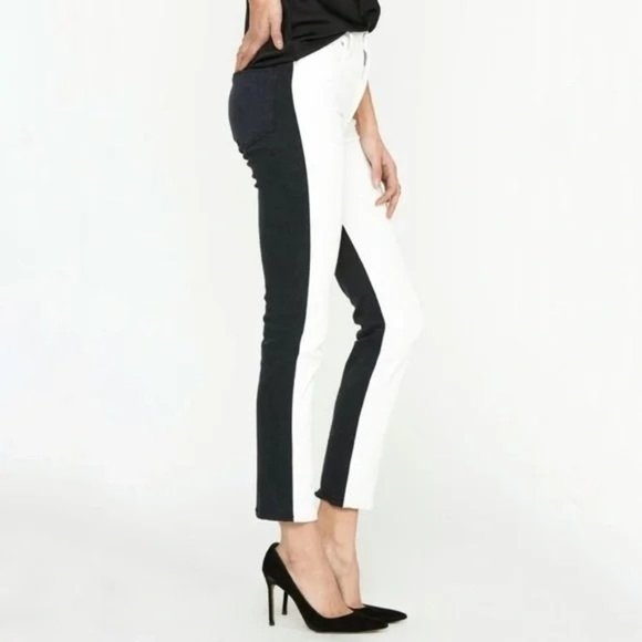 Hudson Women's Barbara Super Skinny Black and White Two-Tone Denim Jeans Size 28 - Picture 1 of 14
